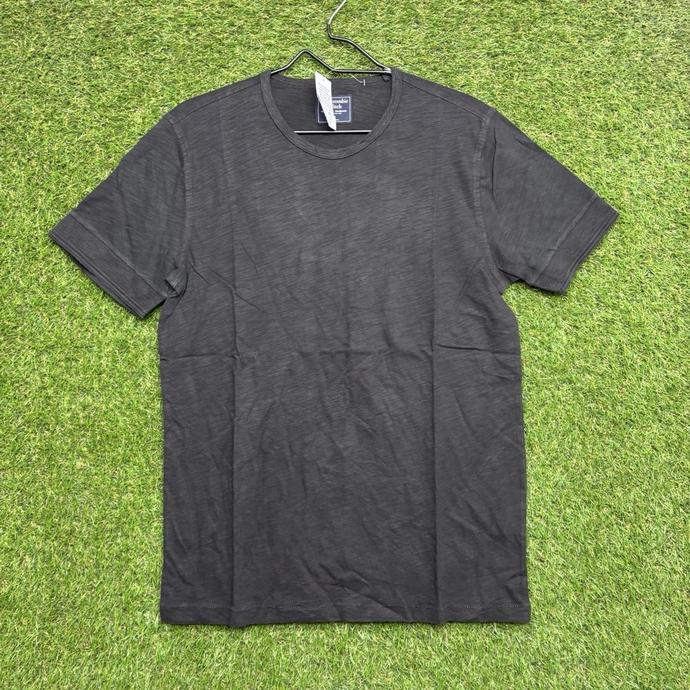 Abercrombie & Fitch Shirt Mens Medium Short Sleeve Heather Navy Blue Crew NWT